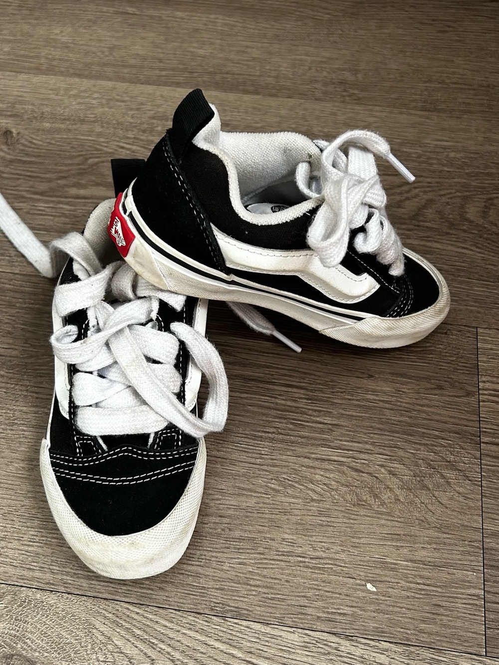 Vans Kids Black and White Low-Top Skate Shoes